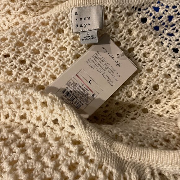 Women's Crochet-Style Long Sleeve Maxi Sweater Dress - A New Day™ Cream L - Picture 3 of 3